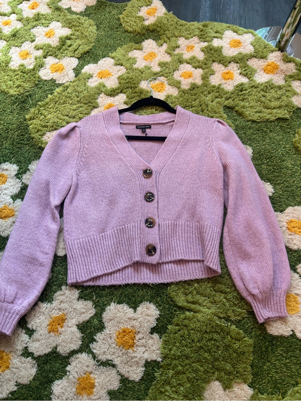 Lilac pink purple knit cardigan sweater